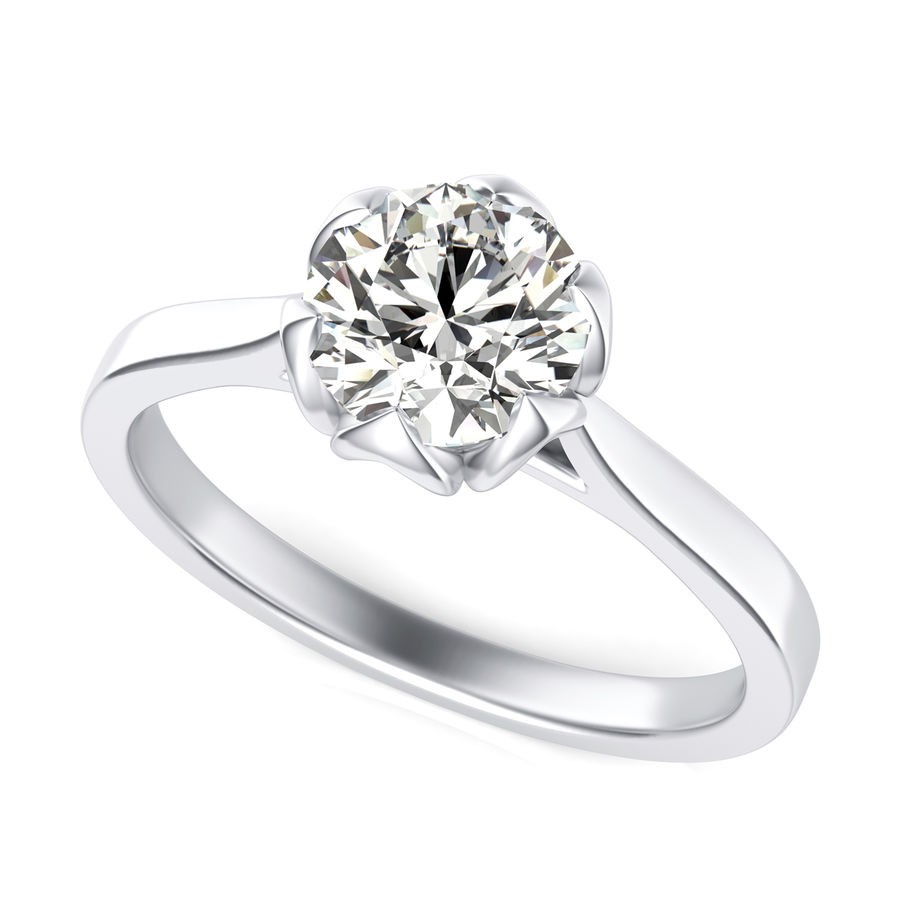 Floral Solitaire Engagement Ring