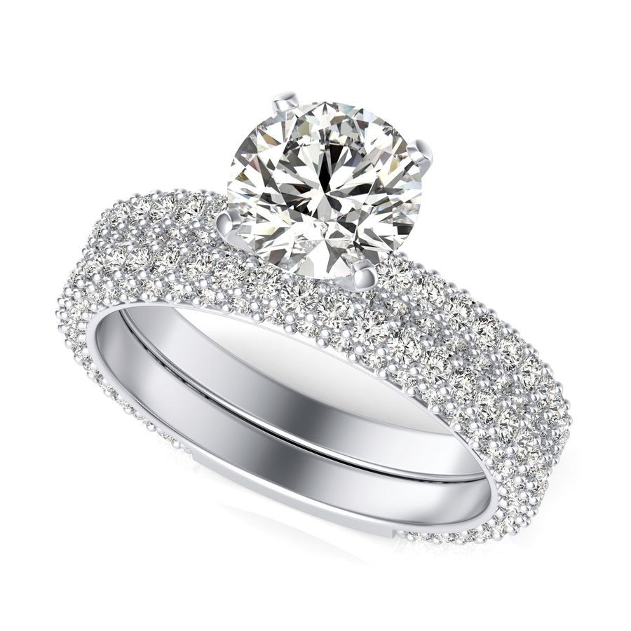 Micro Pave Engagement Ring With Matching Band