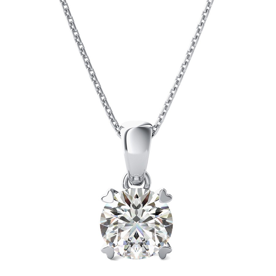 Heart Prong  Solitaire Basket Pendant 