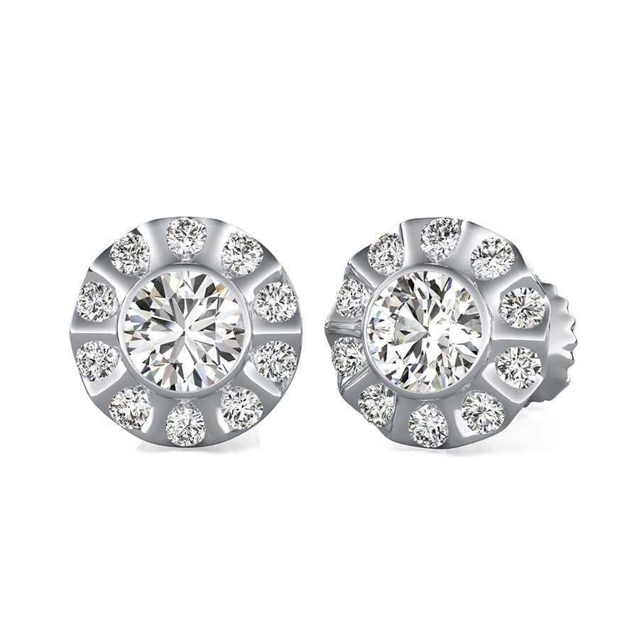 Unique Bezel Halo Earrings