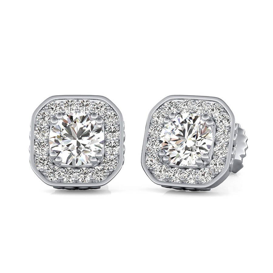 Flower Engraving Halo Earrings