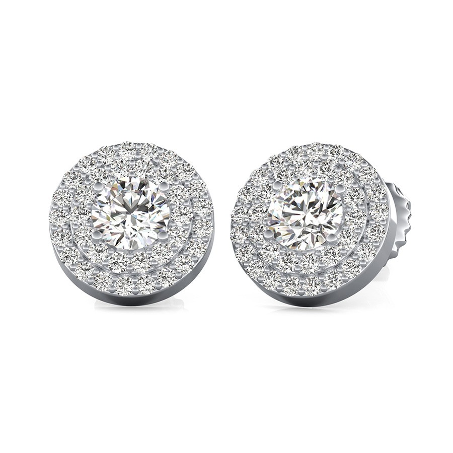 Double Row Pave Halo Earrings