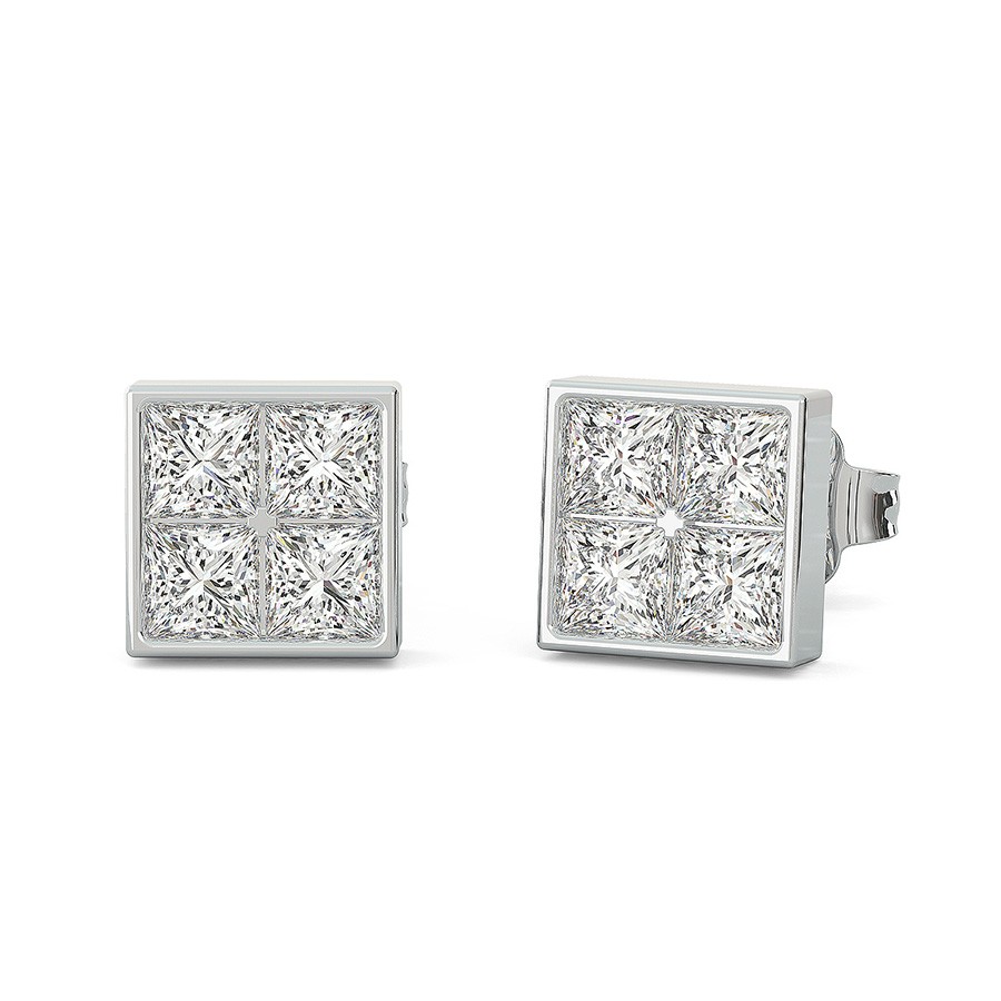 2x2 Bezel Cluster Earrings