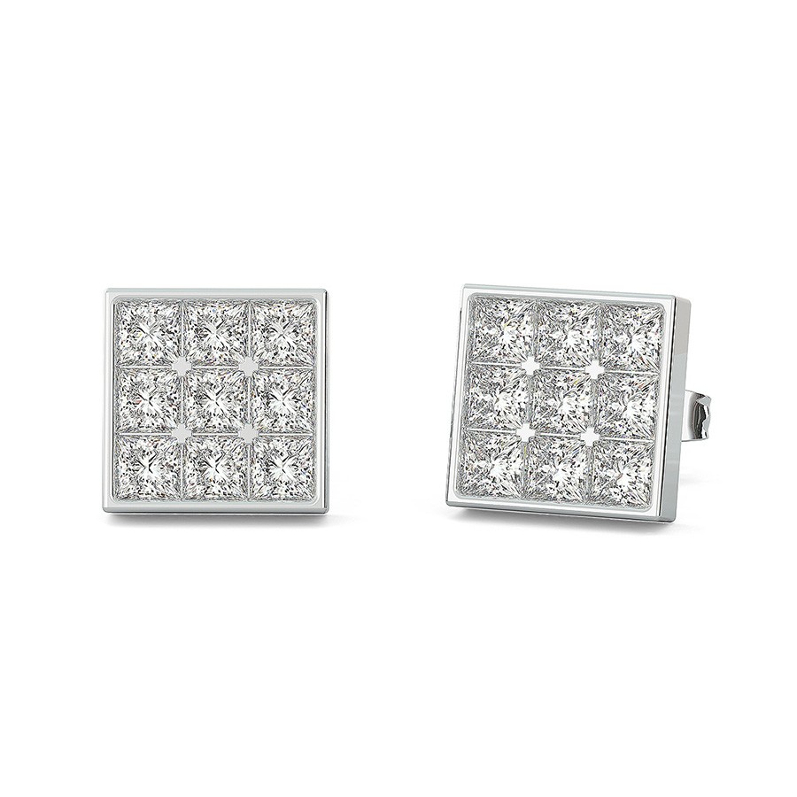 3x3 Bezel Cluster Earrings