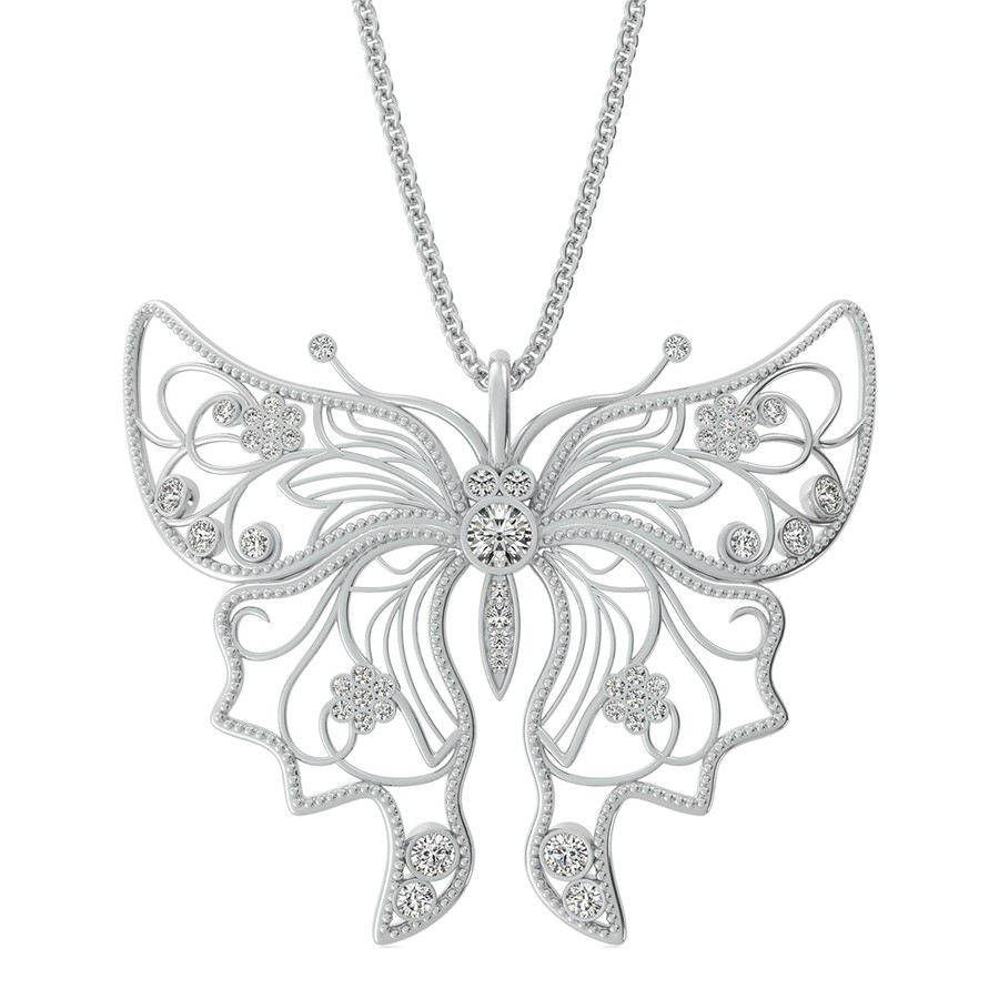 Butterfly Pendant With Milgrain