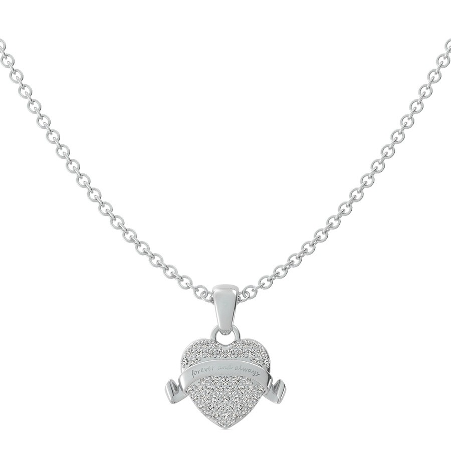 "Forever And Always" Cluster Heart Pendant 