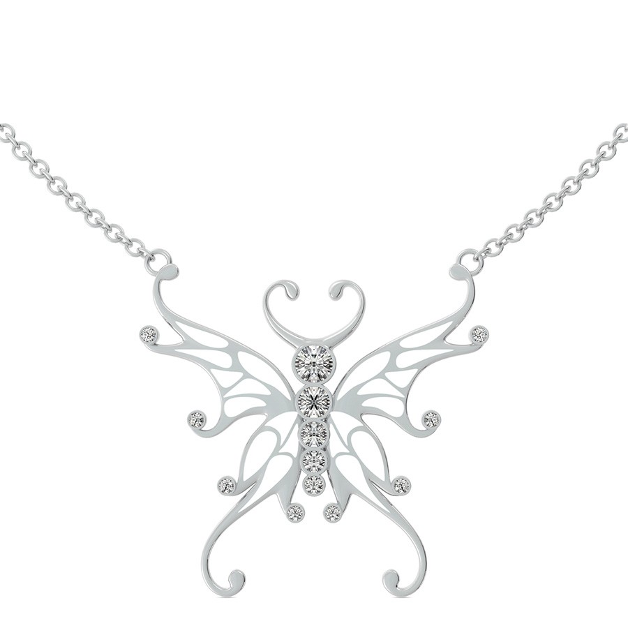 Butterfly Pendant With Bezel Set Stones
