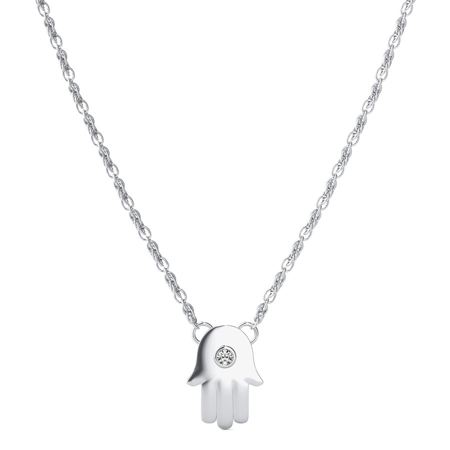 Hamsa Pendant With Bezel Set Stone