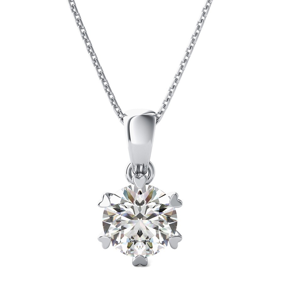 Solitaire Basket Pendant With Heart Prongs