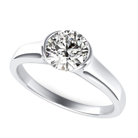 Half Bezel Solitaire Engagement Ring
